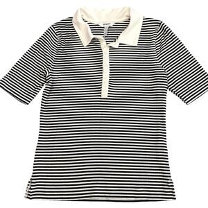 Spanx Stretch Ribbed Polo Top Women's Size Small  Stretch Minimal Casual